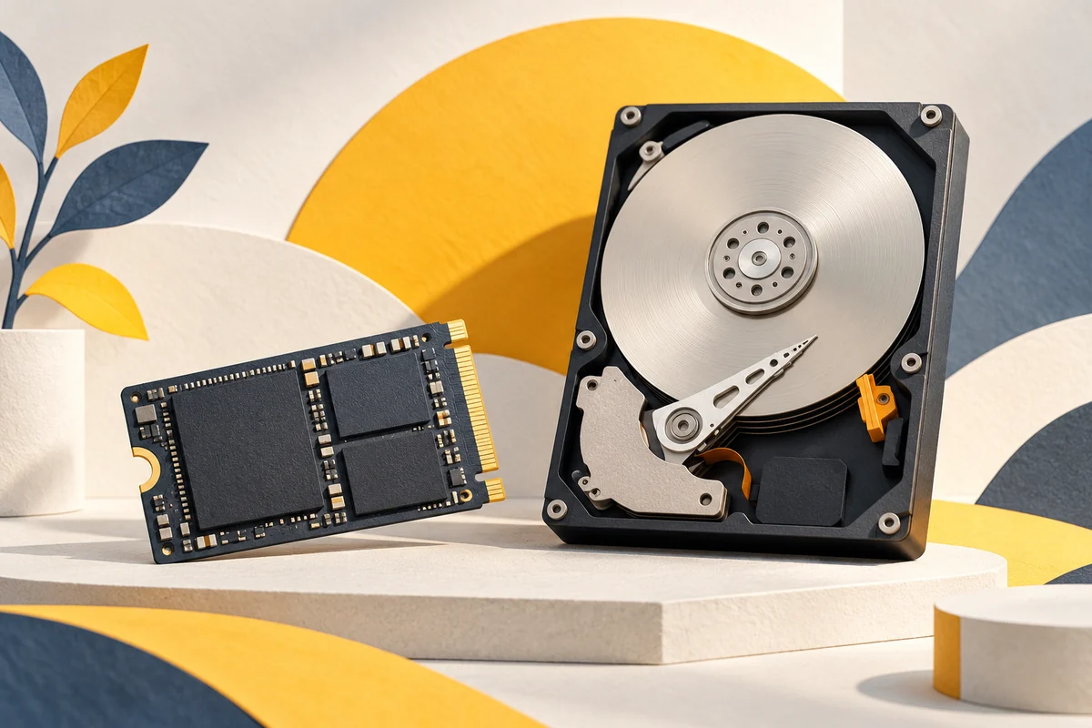 SSD uređaj i klasičan disk sa kružnom pločom.